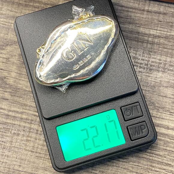 Vintage Pottery Barn Sterling Silver Gin Liquor Decanter Bottle Chain Label Tag - Picture 4 of 4